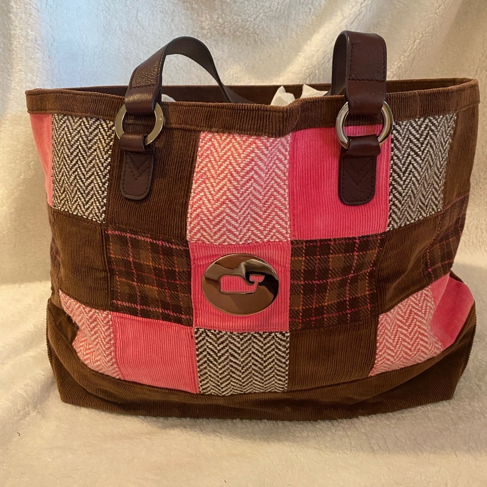Corduroy Pink and Brown Vineyard Vines Tote